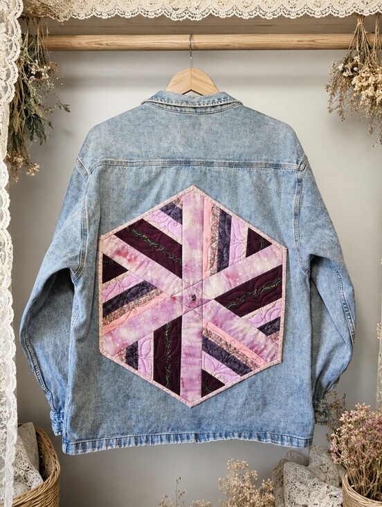 North Western MFG Jackets & Blazers - Patchwork Quilted Jean Jacket Size XL Upcycled Boho Oversized Fit